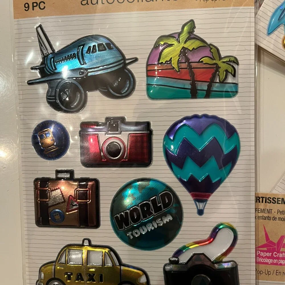 Metallic Puffy Stickers 10 Packs (Space Ocean Llamas Travel Sports) NEW‎